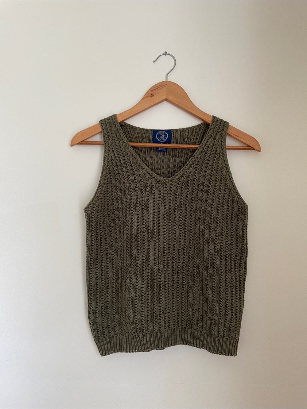 Vintage Y2K GAP Olive Green Ribbed Knit Sweater